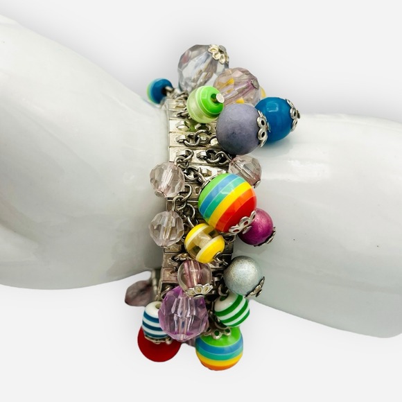 Chico's‎ Colorful Beaded Necklace Bold Beaded Boho Stretch Bracelet Illusion - Picture 4 of 7